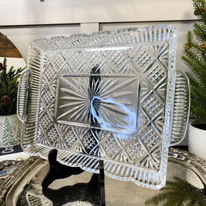 Godinger Dublin Crystal Rectangular Serving Tray - Serving Platter, 16" x 10.5"